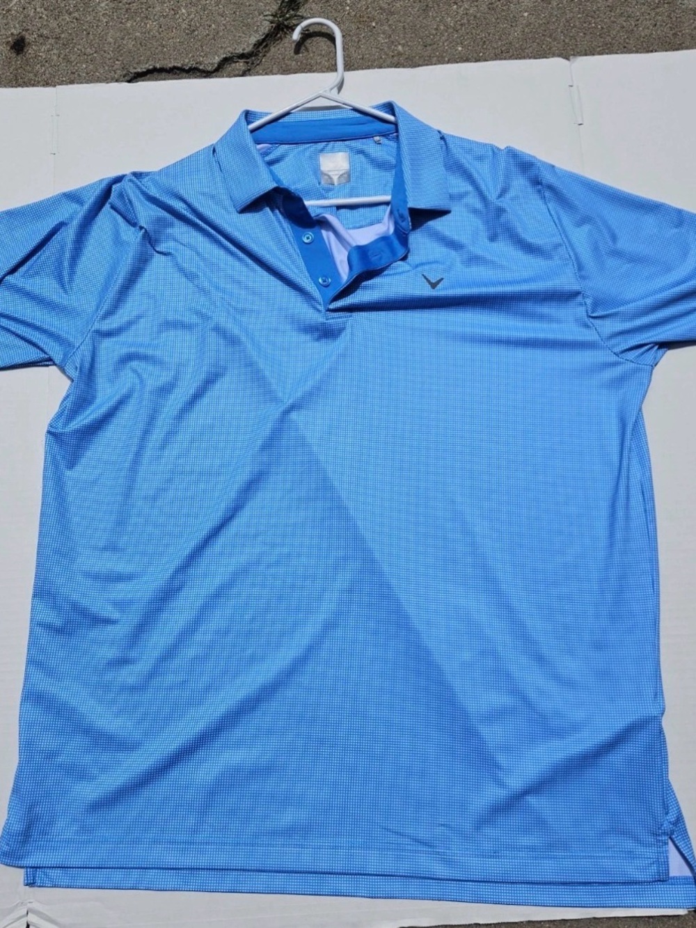 Callaway Opti-Dri Men’s XL Blue Micro Check Golf Polo Performance Shirt